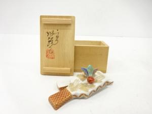 高野昭阿弥造　色絵　羽子板　香合